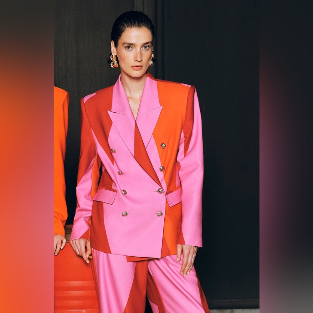 Colorblock Pink and Red Blazer